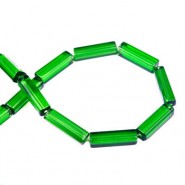 Glasperlen Rechteckig 20x5mm Fern green